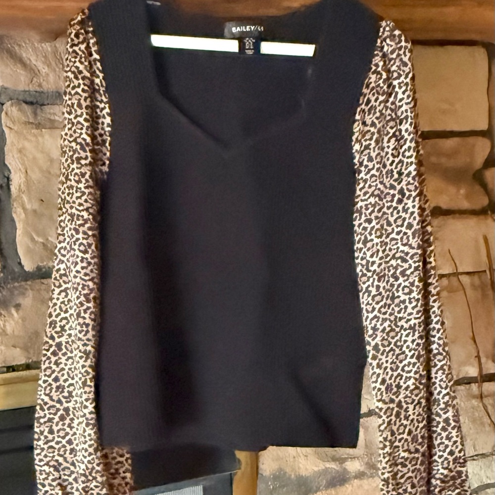 Black and Tan Long Sleeve Blouse